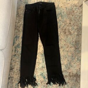 Dear John skinny jeans with raw hem fringe